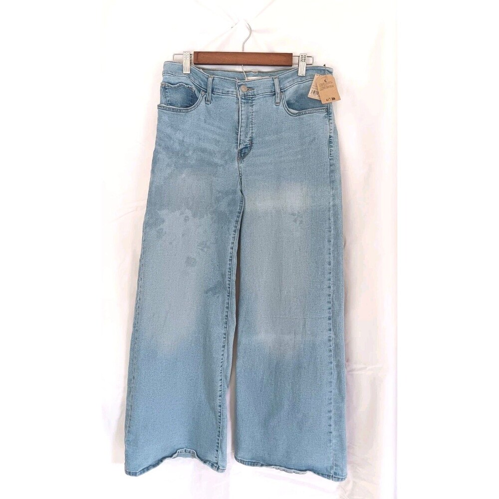 Levi's 318 Shaping Wide Leg Jeans Size 32 Light Wash Denim Y2K 90sGrunge